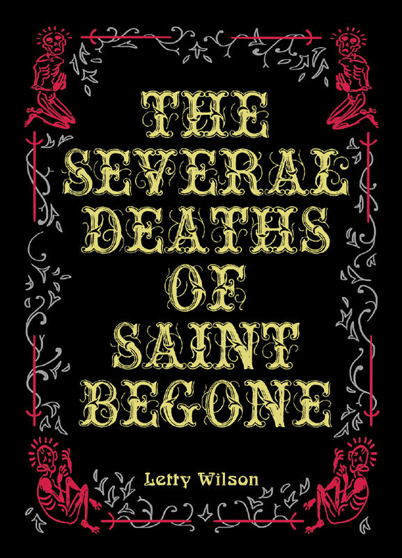 ink drawing of a forest of strange gnarled trees, with a gnome standing in the foreground with one hand on a tree trunk